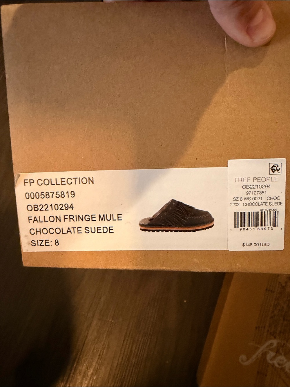 NIB Free People Fallon Fringe Mule Clogs Chocolate Suede Shearling Size 8 - Picture 5 of 5